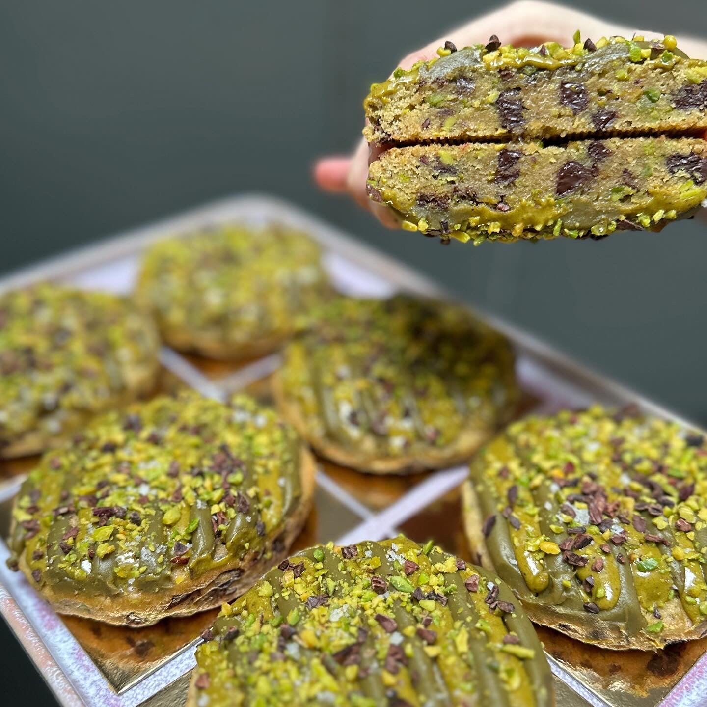 Cookies pistache et pépites de chocolat